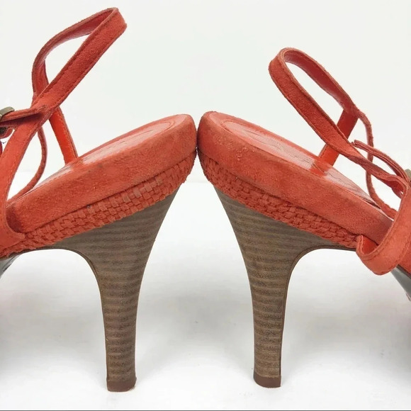 Cole Haan | Orange Tangerine Suede Strappy Heels - Picture 6 of 8